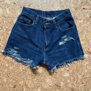 Levi’s Vintage 550 High Waisted Distressed Jean Shorts